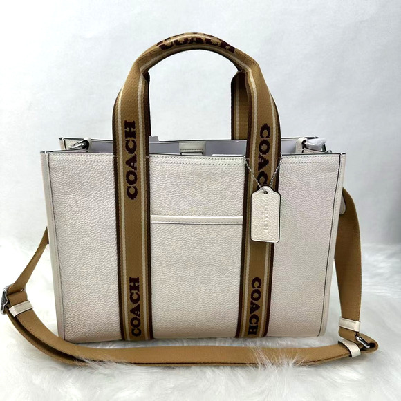 Coach Smith Tote Crossbody Bag In Leather/Silver/Chalk CU997 NWT - Picture 1 of 9